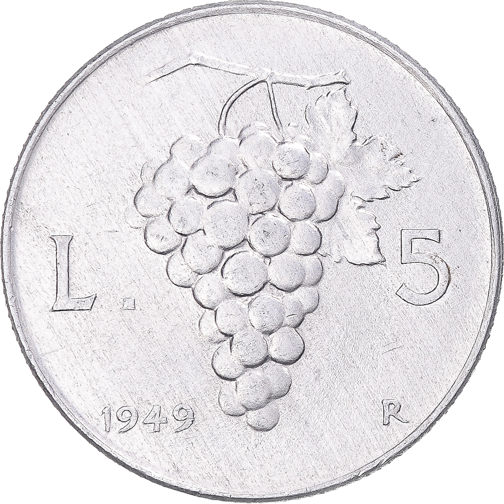 Coin, Italy, 5 Lire, 1949