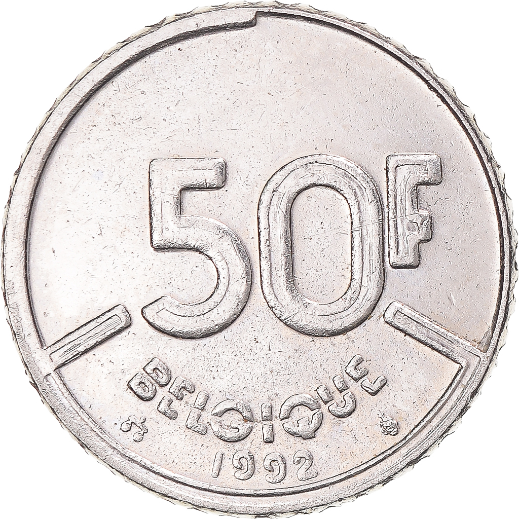 Coin, Belgium, 50 Francs, 50 Frank, 1992