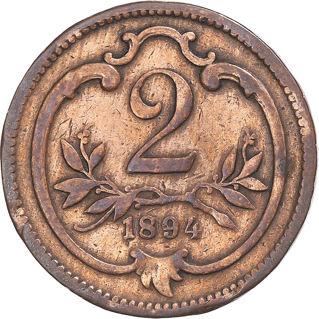 Coin, Austria, 2 Heller, 1894