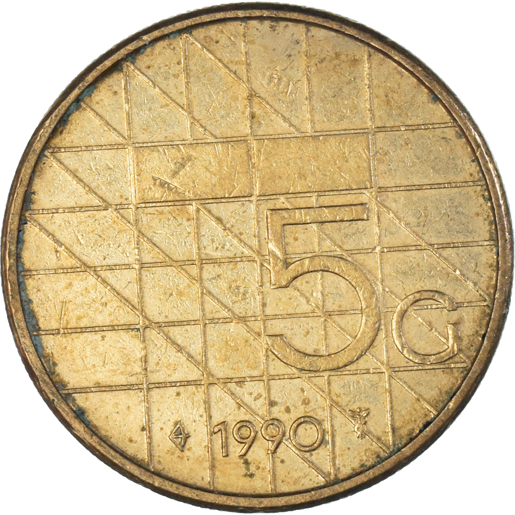 Coin, Netherlands, 5 Gulden, 1990
