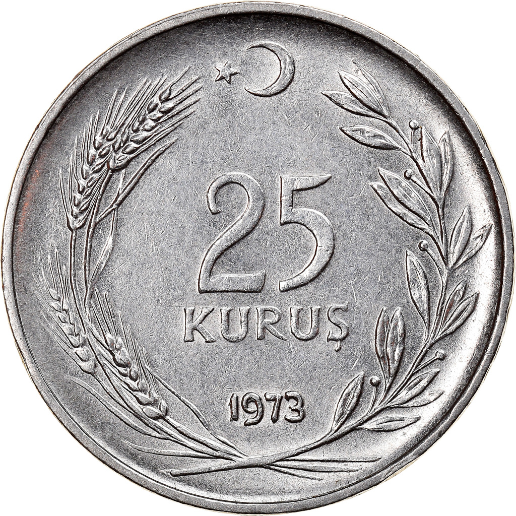 Coin, Turkey, 25 Kurus, 1973, , Stainless Steel, KM:892.3