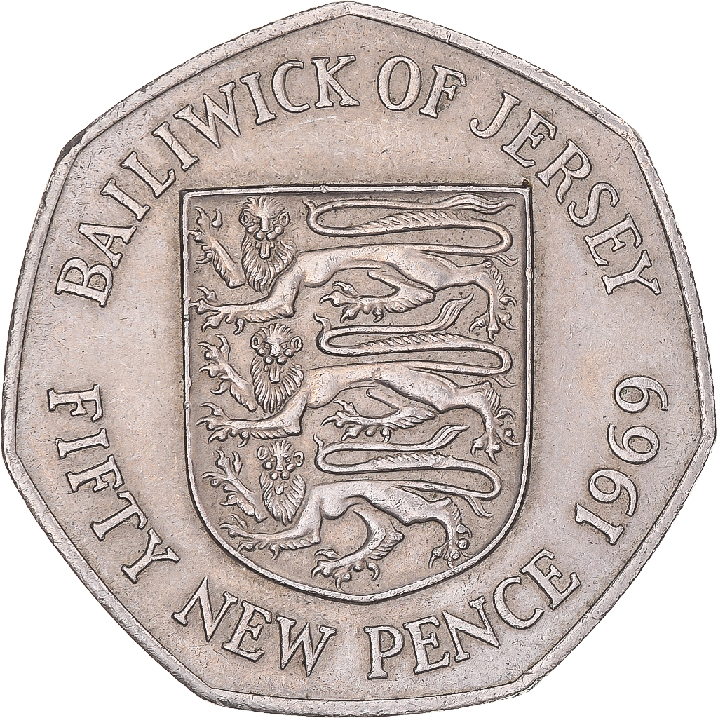 Coin, Jersey, 50 New Pence, 1969