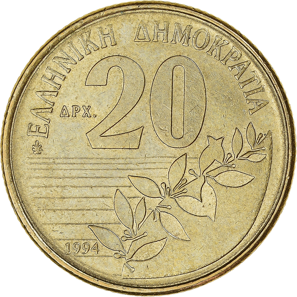 Coin, Greece, 20 Drachmes, 1994
