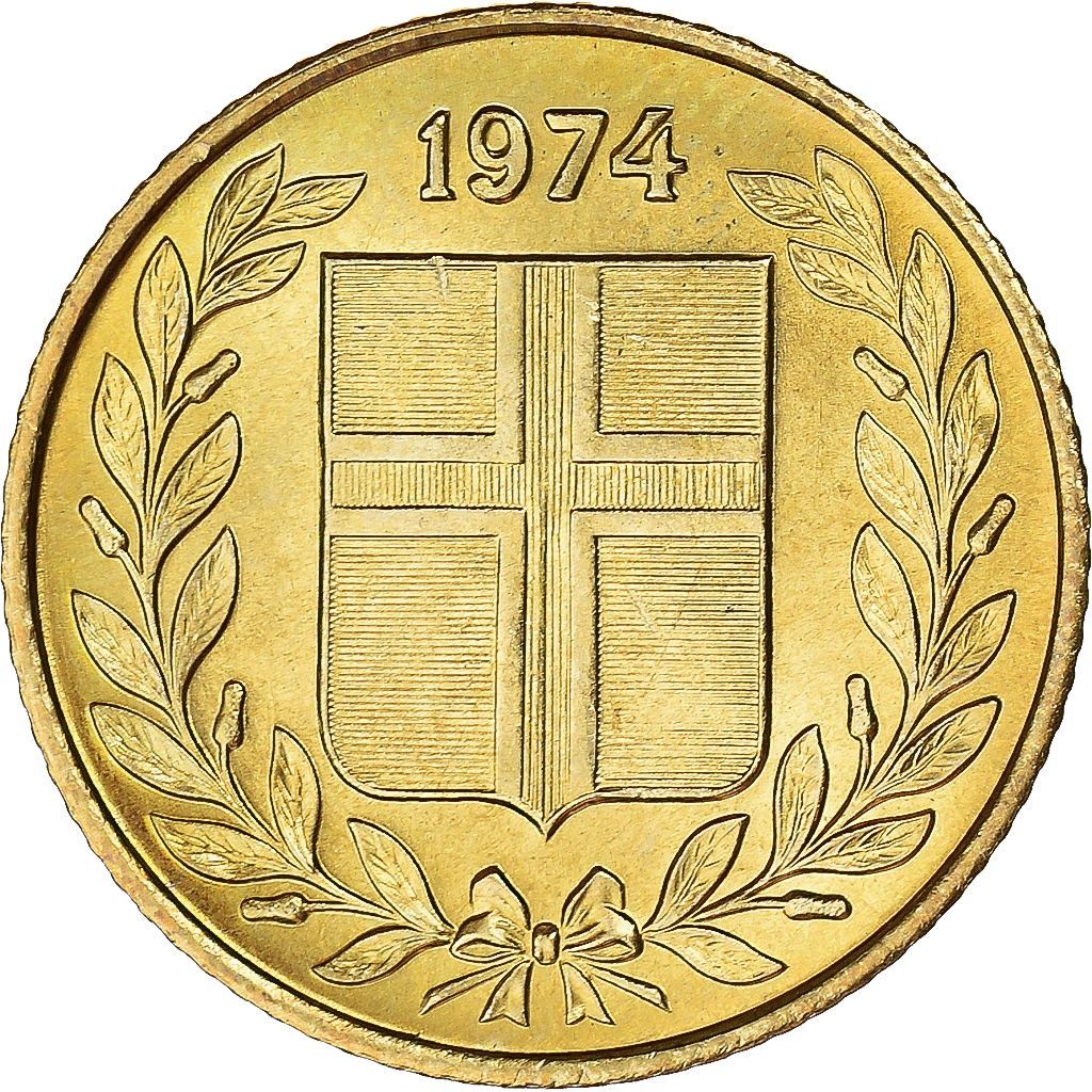 Coin, Iceland, 50 Aurar, 1974