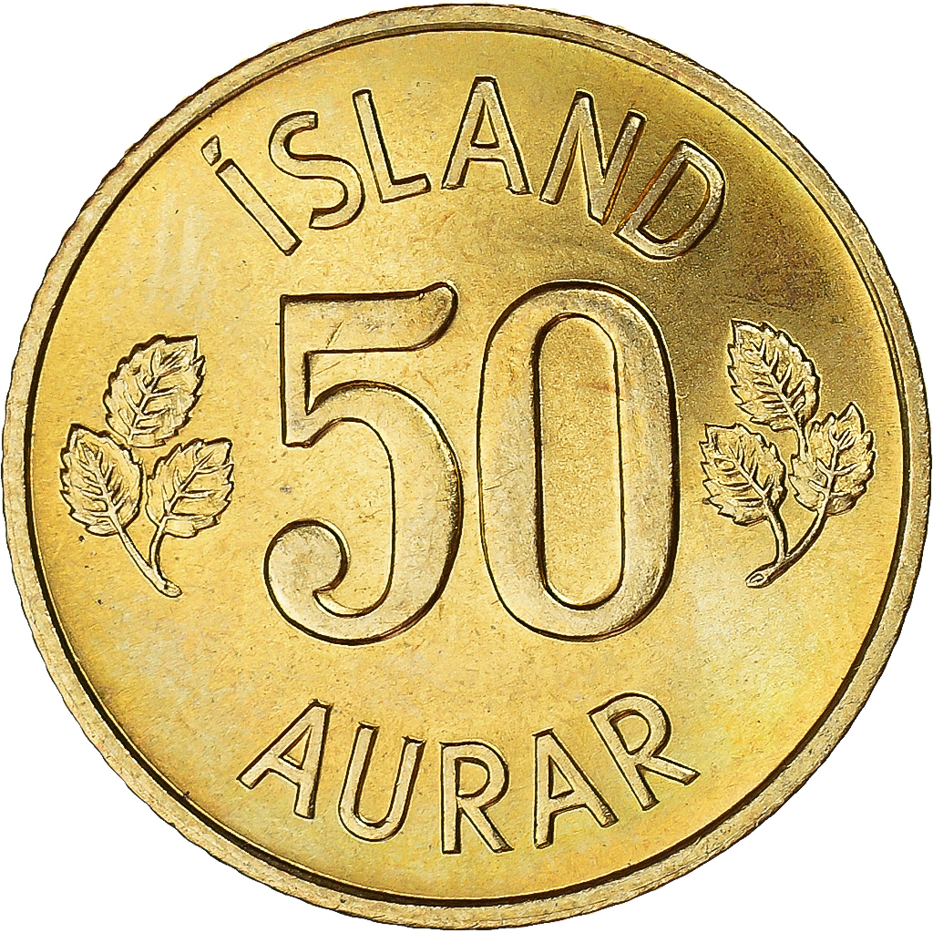 Coin, Iceland, 50 Aurar, 1974