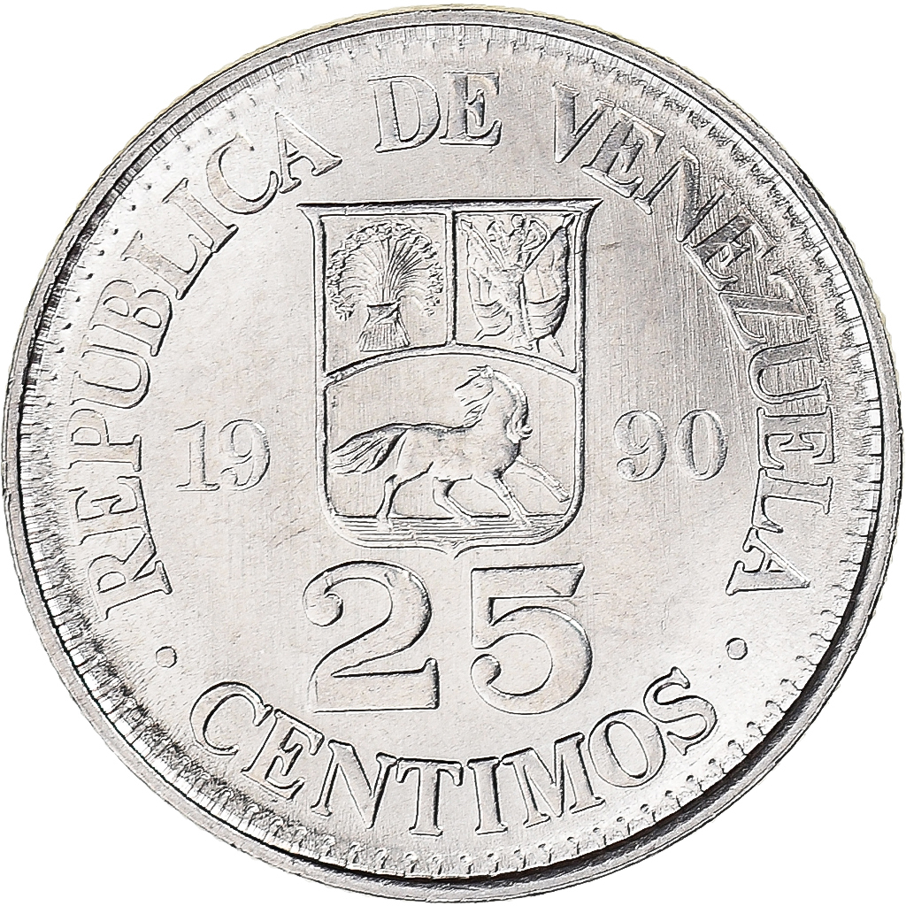 Coin, Venezuela, 25 Centimos, 1990