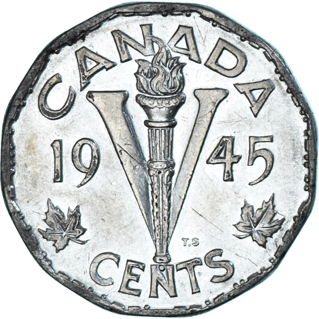 Coin, Canada, 5 Cents, 1945