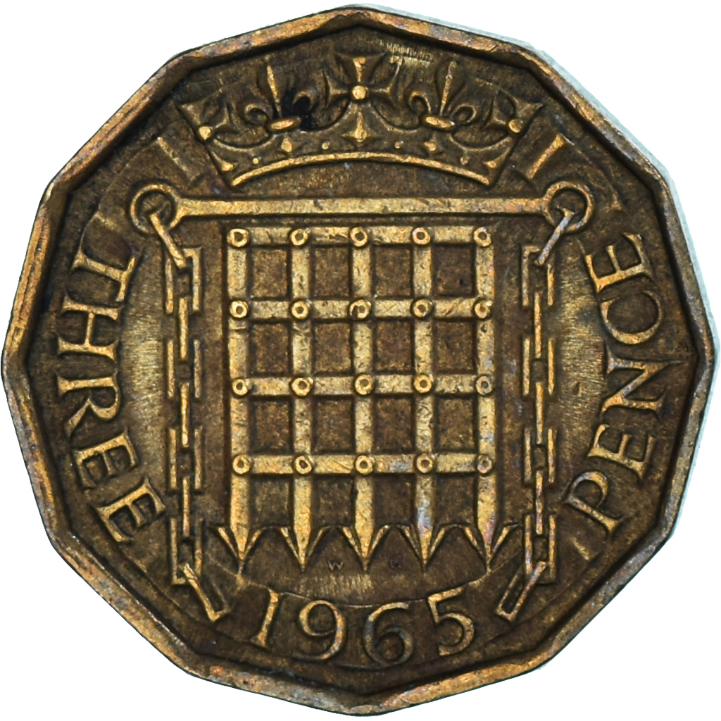 Coin, Great Britain, 3 Pence, 1965