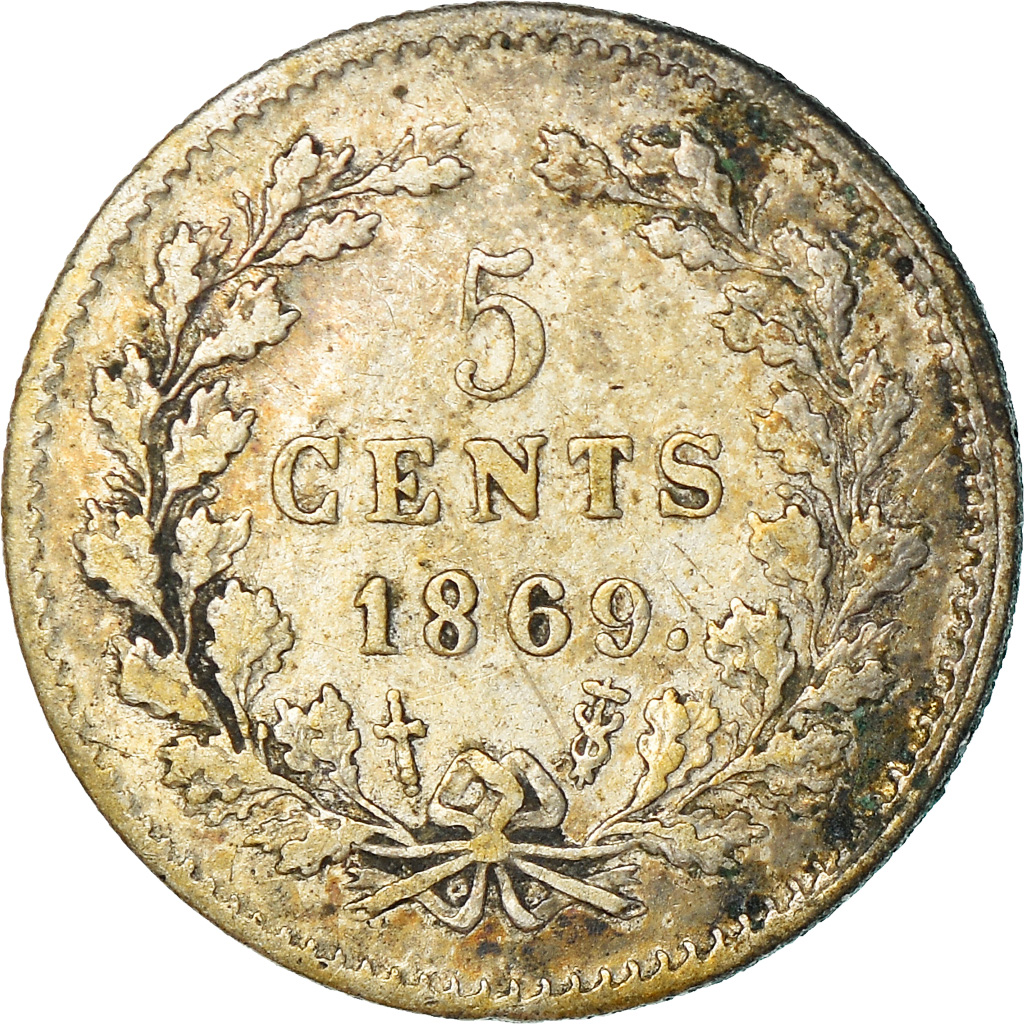 Coin, Netherlands, William III, 5 Cents, 1869, , Silver, KM:91