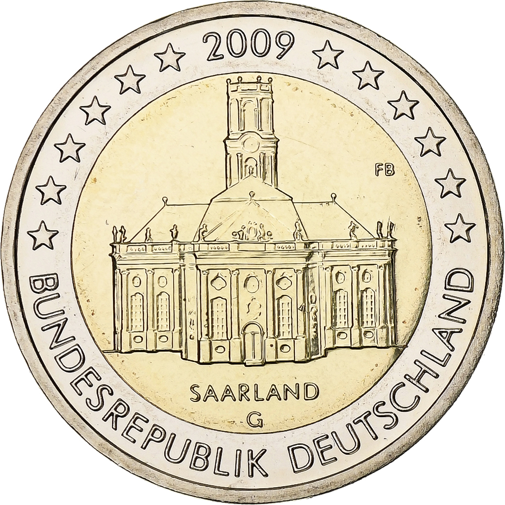 Deutschland, 2 Euro, Saarland, 2009, Karlsruhe, Bi-Metallic, UNZ, KM:276