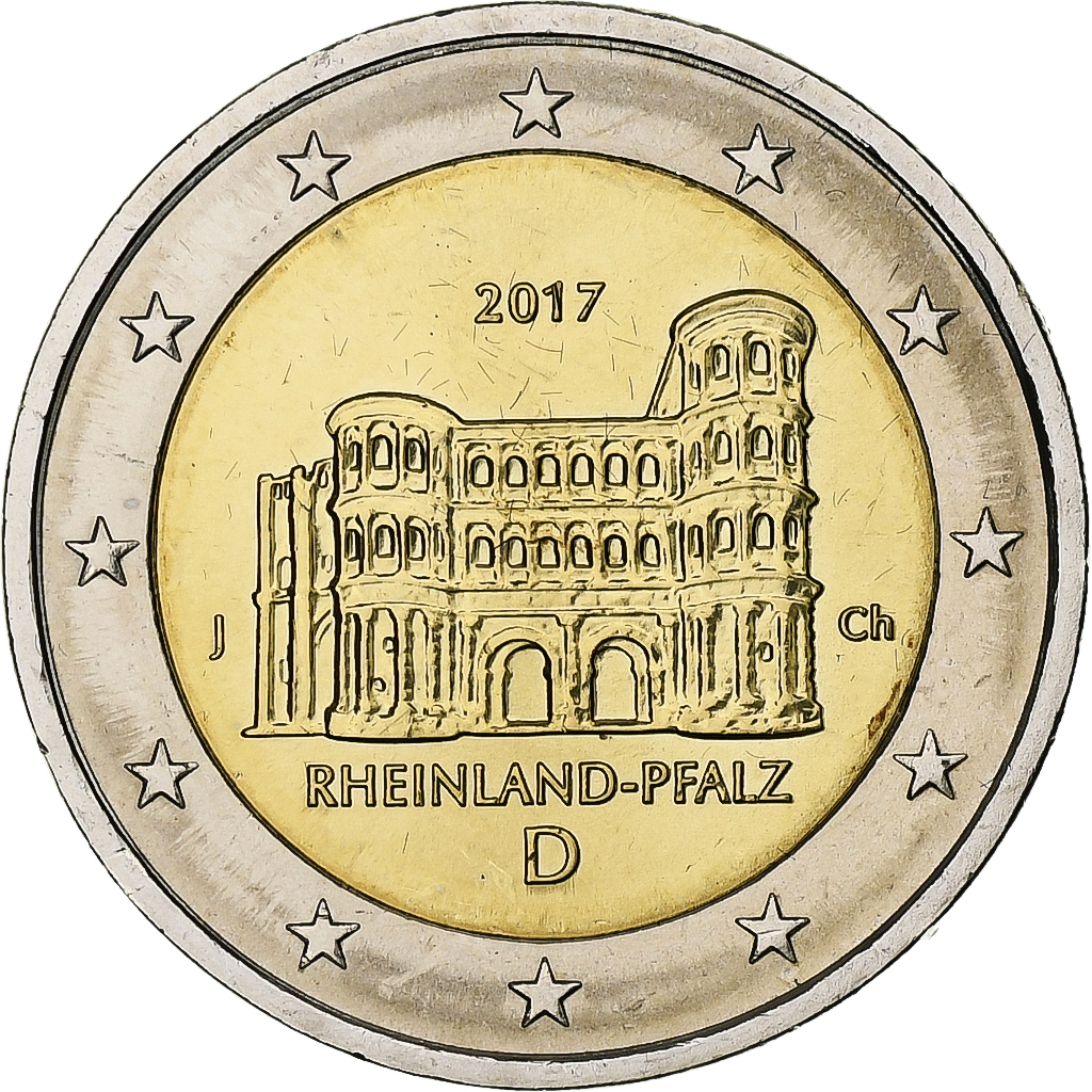 Deutschland, 2 Euro, Rheinland-Pfalz, 2017, Hamburg, Bi-Metallic, UNZ
