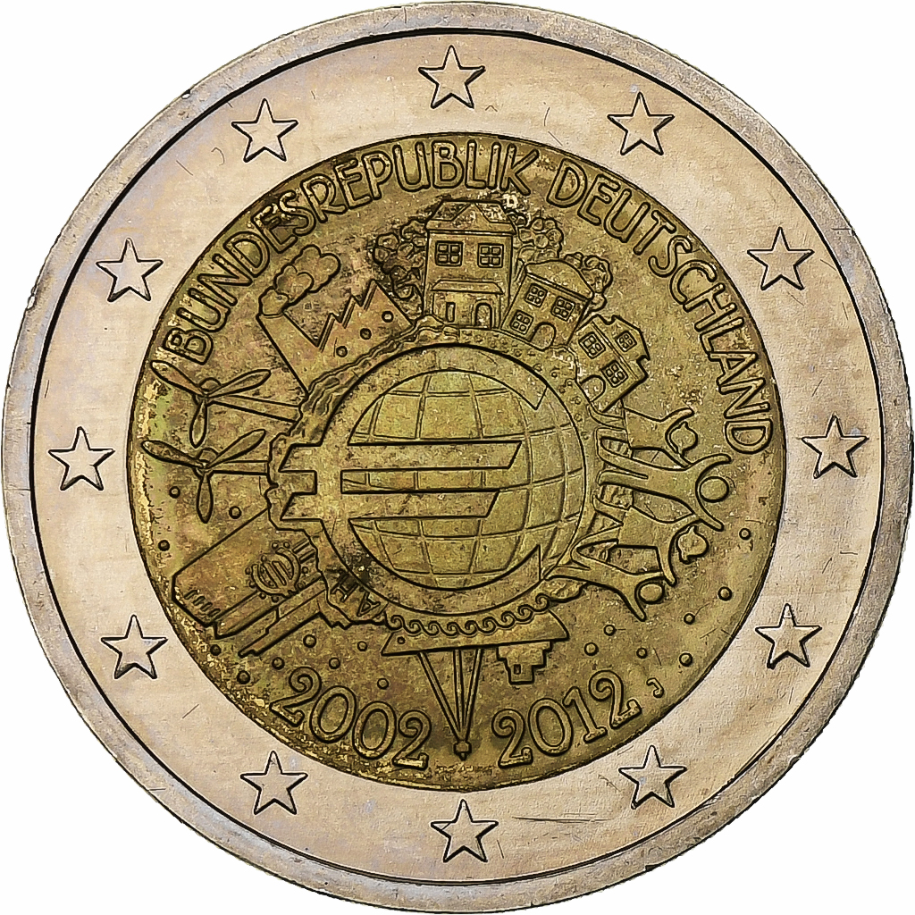 Germany, 2 Euro, Introduction de l'euro, 2012, Hamburg, Bi-Metallic, 
