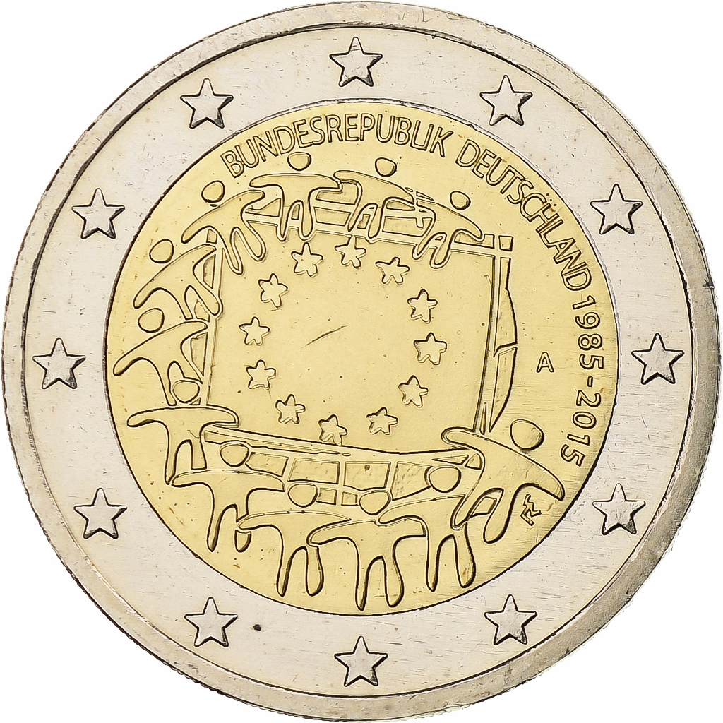 Deutschland, 2 Euro, 30 ans du drapeau de l'UE, 2015, Berlin, Bi-Metallic, UNZ