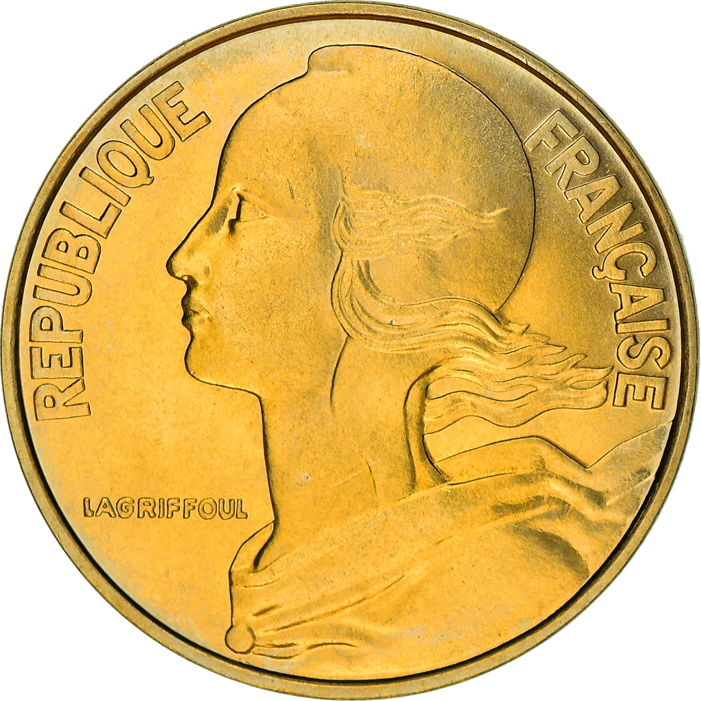 Munten, Frankrijk, Marianne, 20 Centimes, 1974, Paris, FDC, Aluminum-Bronze