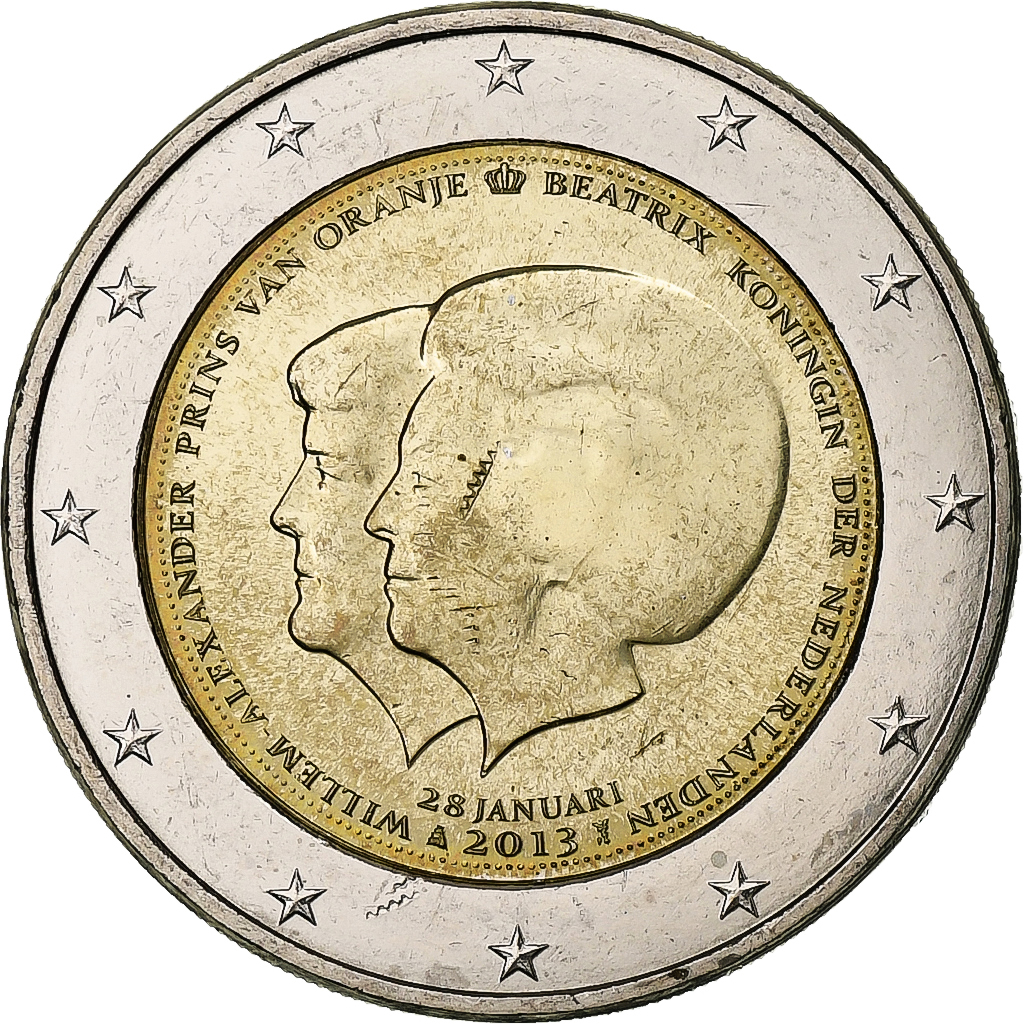 Netherlands, 2 Euro, Abdication of Queen Beatrix, 2013, Utrecht, Bi-Metallic