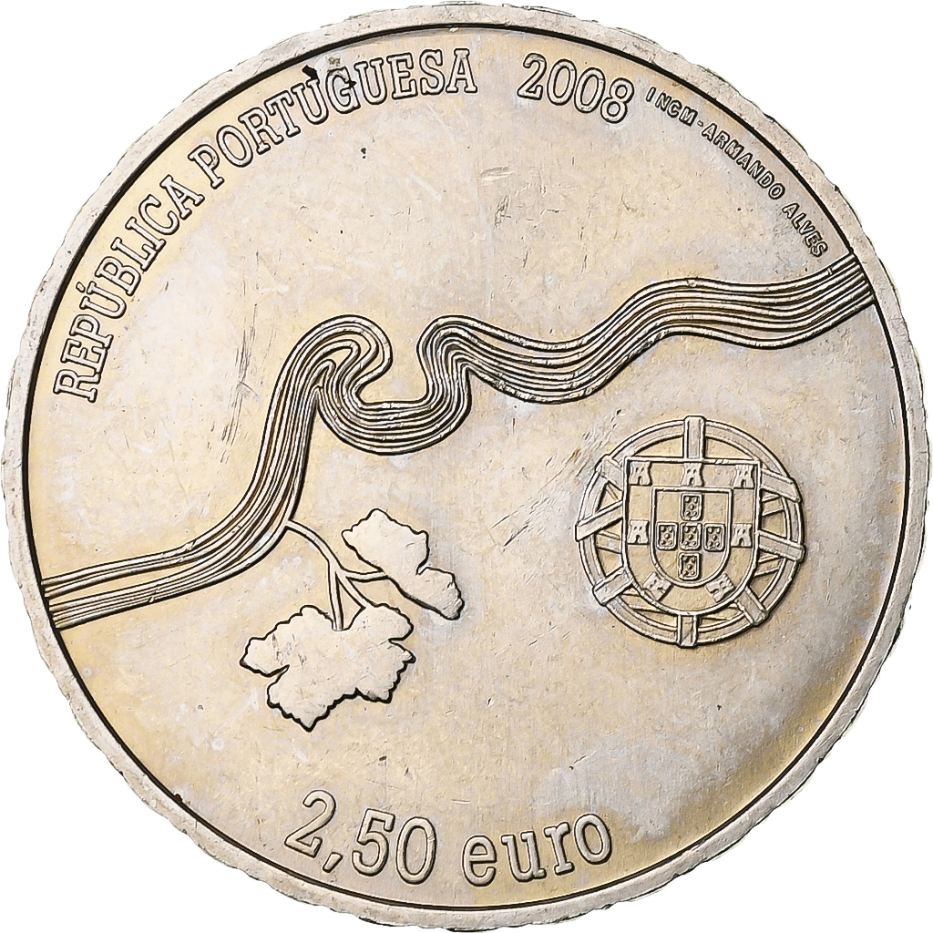 Portugal, 2-1/2 Euro, Alto Douro, 2008, Lisbon, Kupfer-Nickel, VZ+