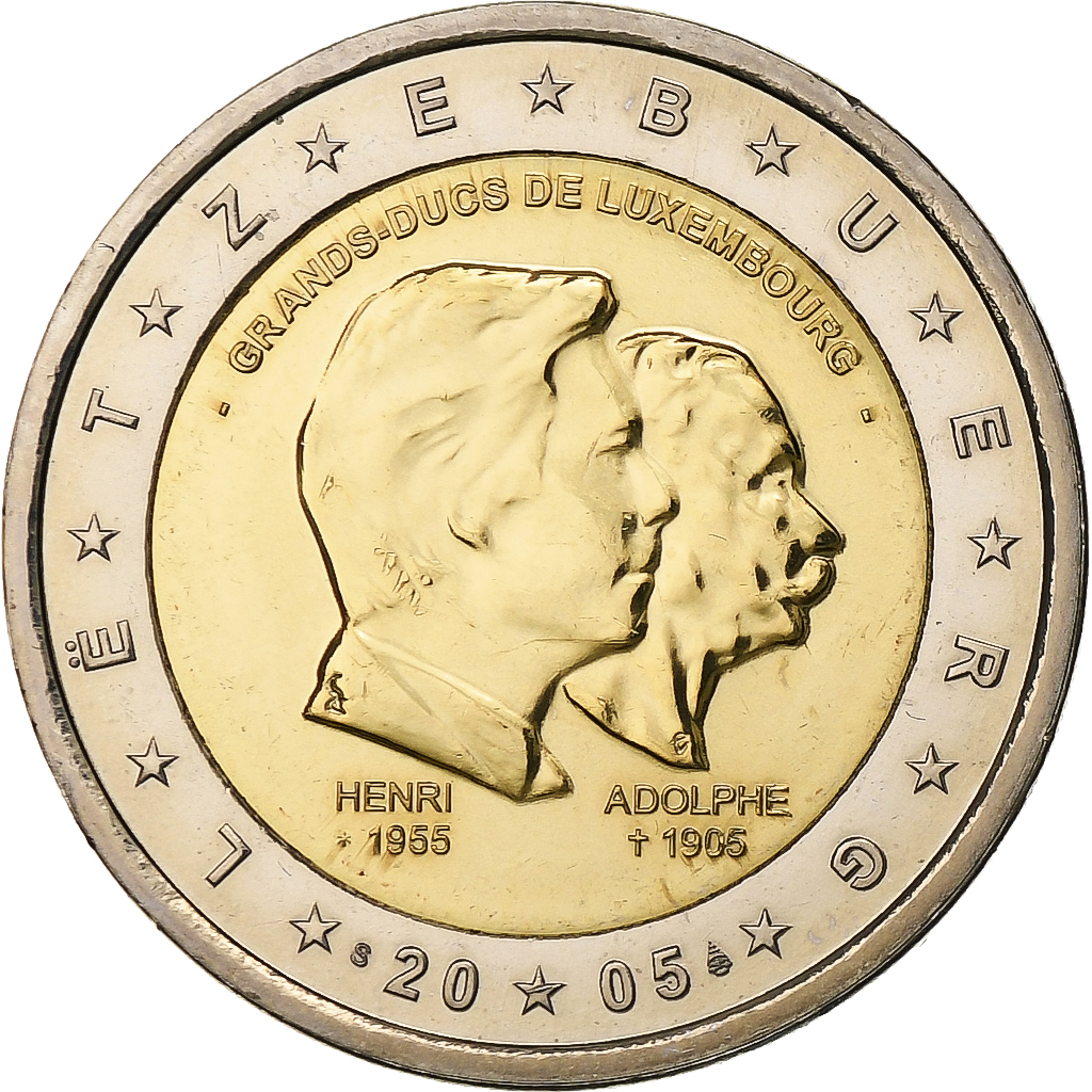 Luxembourg, 2 Euro, Henri and Adolphe, 2005, Vantaa, Bimétallique, SPL