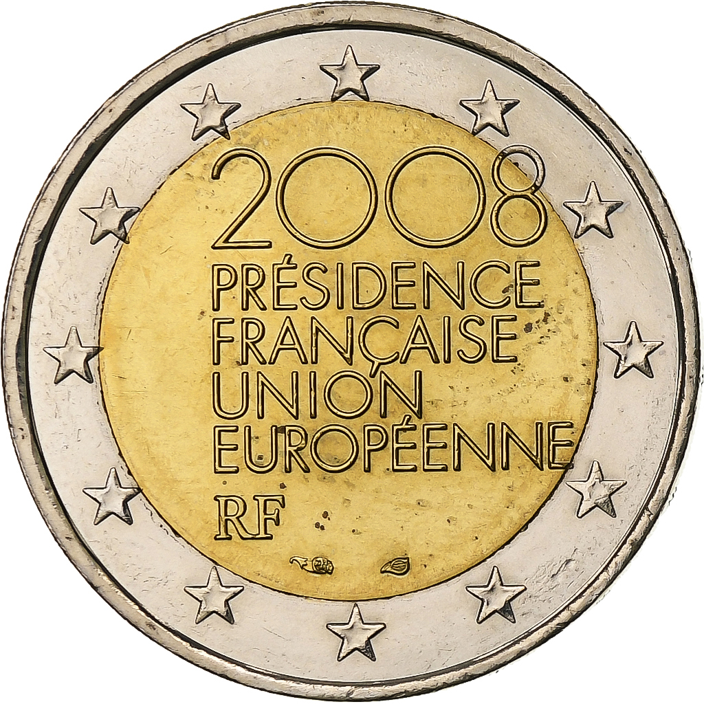 France, 2 Euro, présidence de l'UE, 2008, Pessac, Bimétallique, SPL