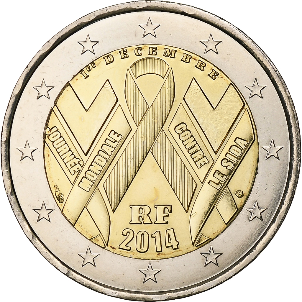 Frankreich, 2 Euro, Sidaction, 2014, Pessac, Bi-Metallic, UNZ