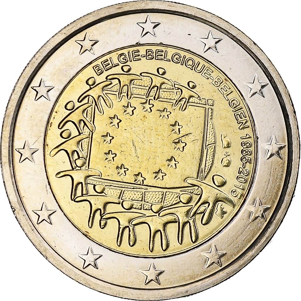 Belgium, 2 Euro, 30 ans du drapeau de l'UE, 2015, Brussels, Bi-Metallic, MS