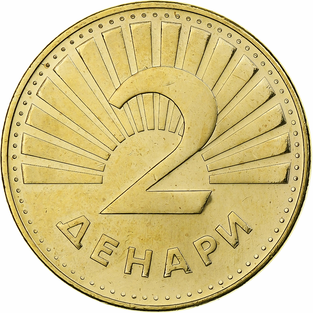 Macedonia, 2 Denari, 2022, Brass plated steel, 