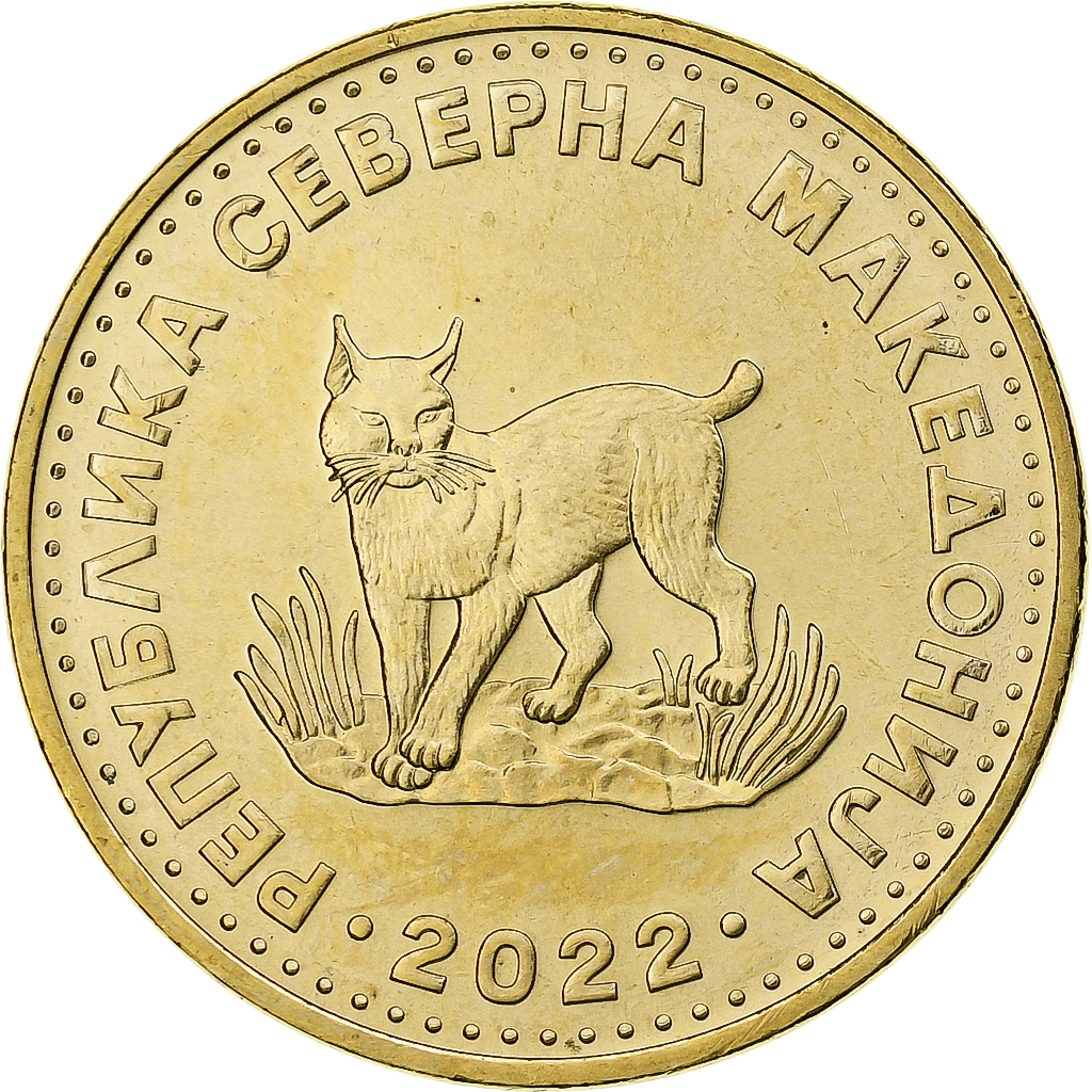 Macedonia, 5 Denari, 2022, Brass plated steel, 