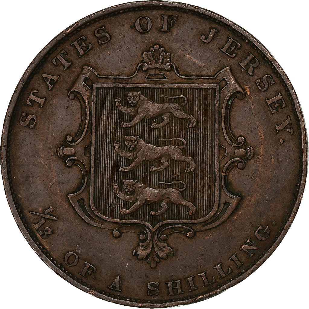 Jersey, Victoria, 1/13 Shilling, 1858, Copper, , KM:3