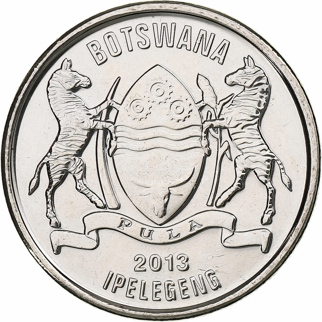 Botswana, 50 Thebe, Eagle, 2013, Royal Canadian Mint, Nickel Clad Steel, 