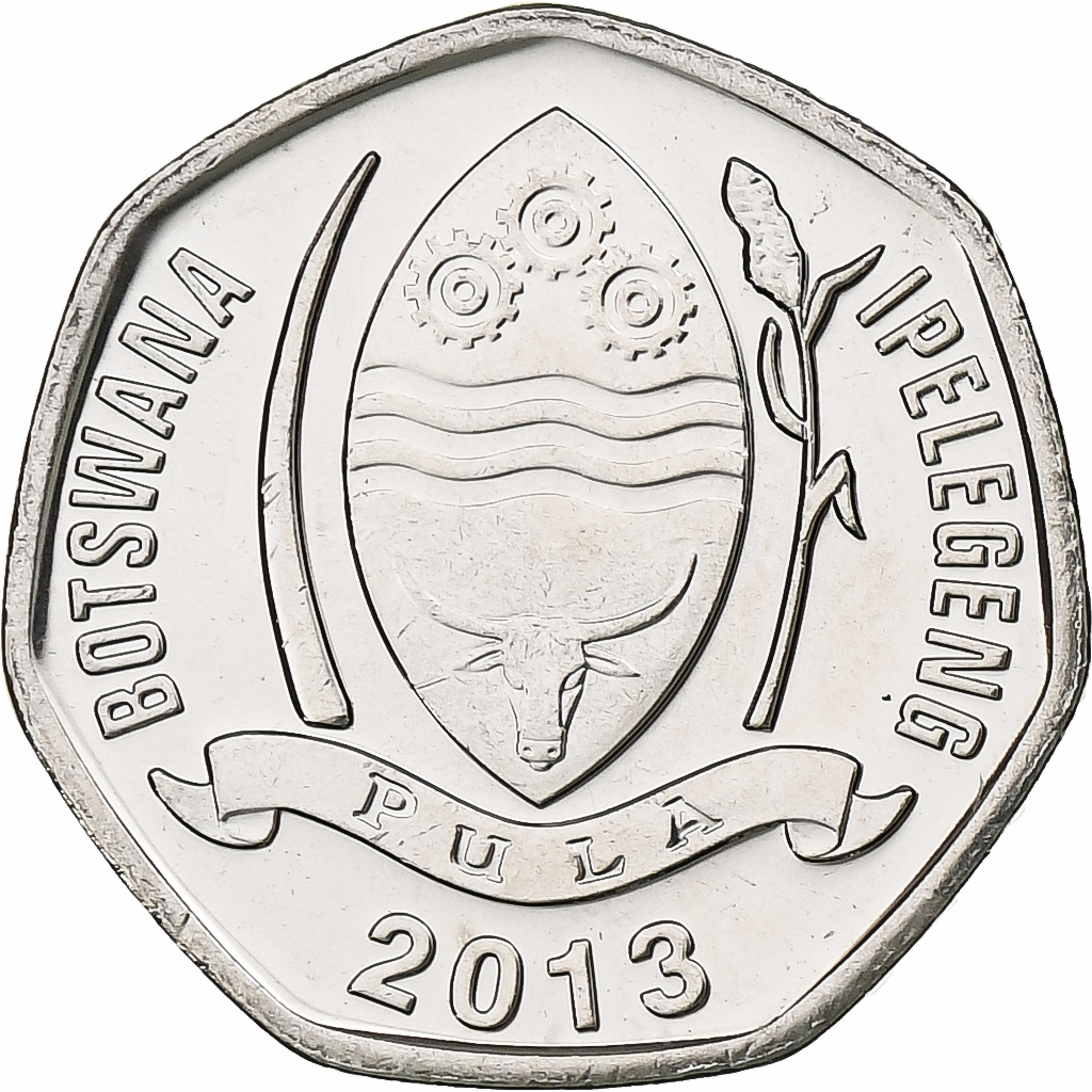 Botswana, 5 Thebe, Hornbill, 2013, Royal Canadian Mint, Nickel Clad Steel