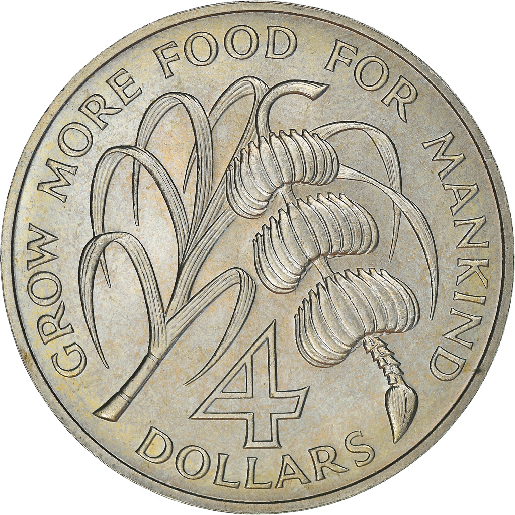 セントクリストファー・ネイビス 1970年 バナナの木とサトウキビの4ドル白銅貨 Coin, DOMINICA, 4 Dollars, 1970, , Copper-nickel, KM:11 | North