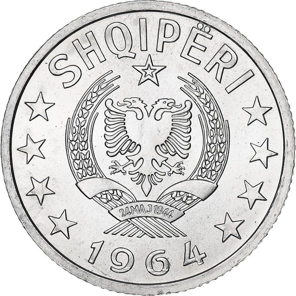 Albania, 10 Qindarka, 1964, Aluminum, 