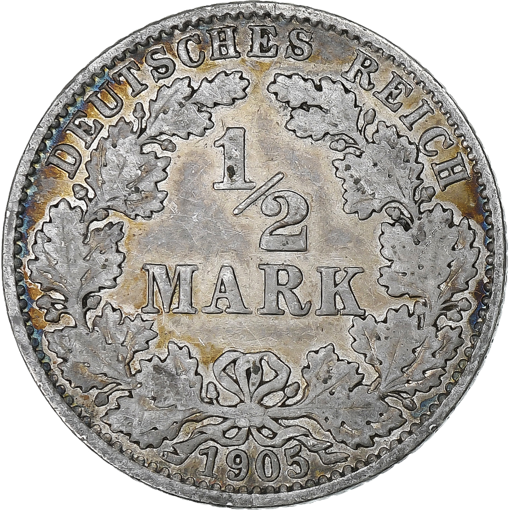 Germany, Wilhelm II, 1/2 Mark, 1905, Muldenhütten, Silver, EF(40-45)