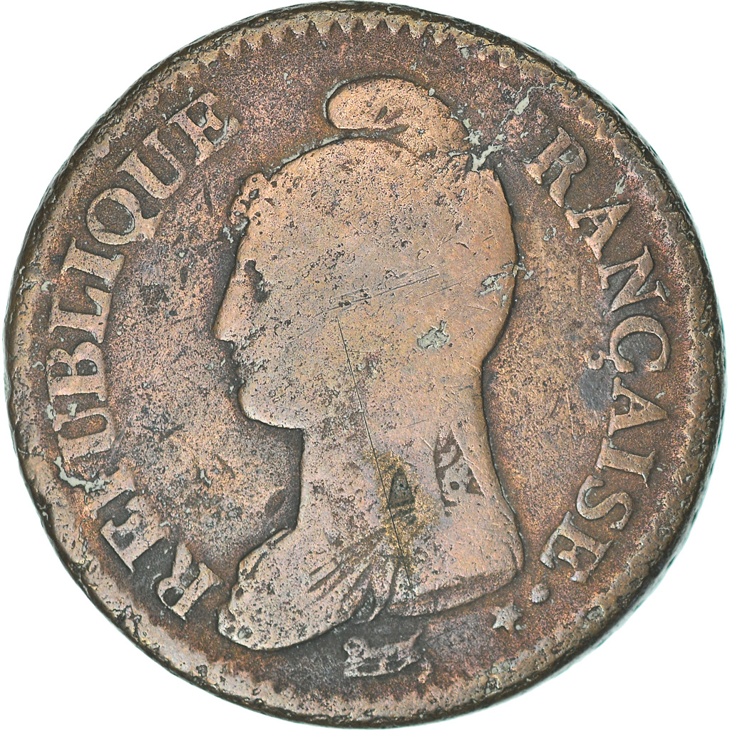 Coin, France, Dupré, Decime, 1796, Paris, Modification du 2 décimes, 