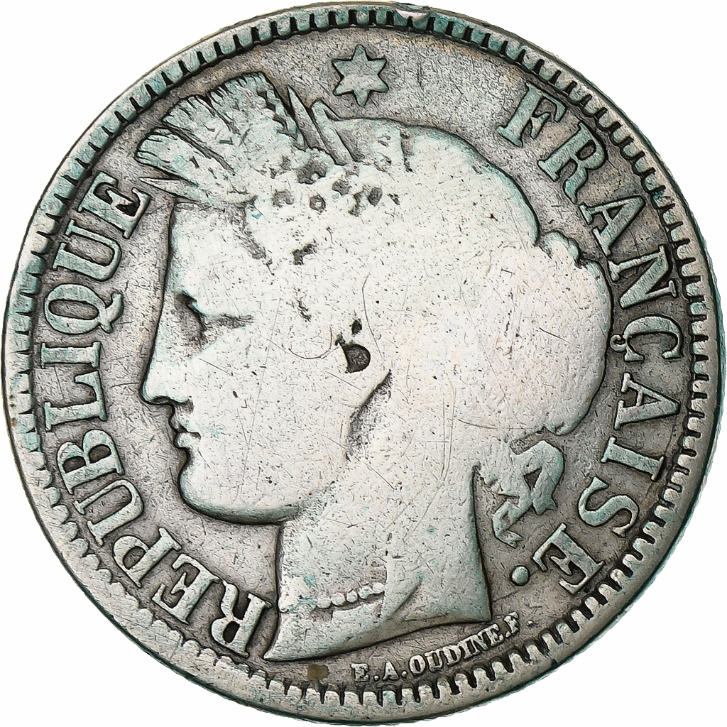 France, 2 Francs, Cérès, 1871, Bordeaux, Silver, , KM:817.2