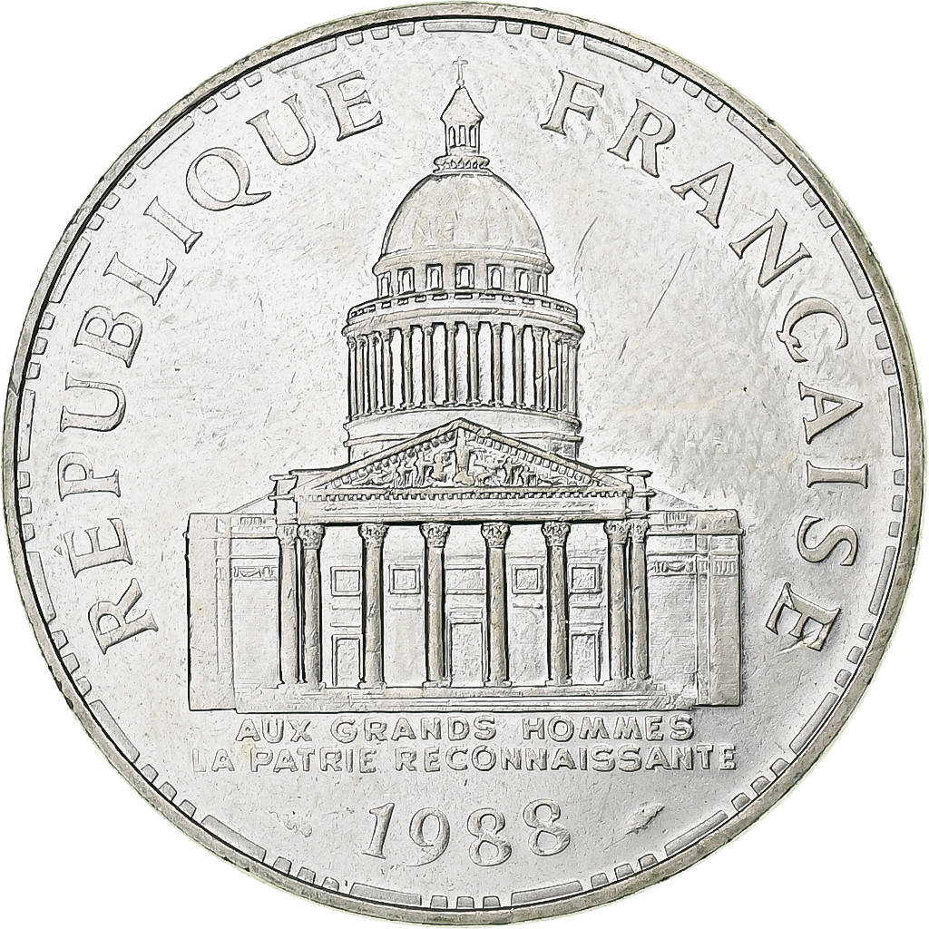 France, 100 Francs, Panthéon, 1988, Pessac, Silver, , Gadoury:898