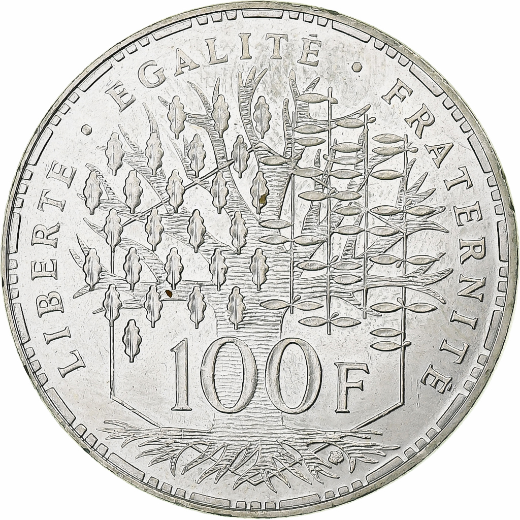 France, 100 Francs, Panthéon, 1988, Pessac, Silver, , Gadoury:898