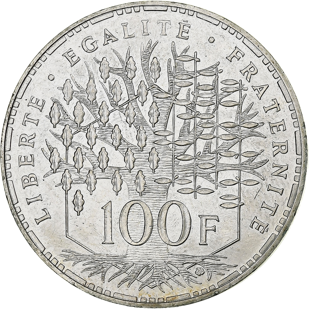 France, 100 Francs, Panthéon, 1988, Pessac, Silver, , Gadoury:898