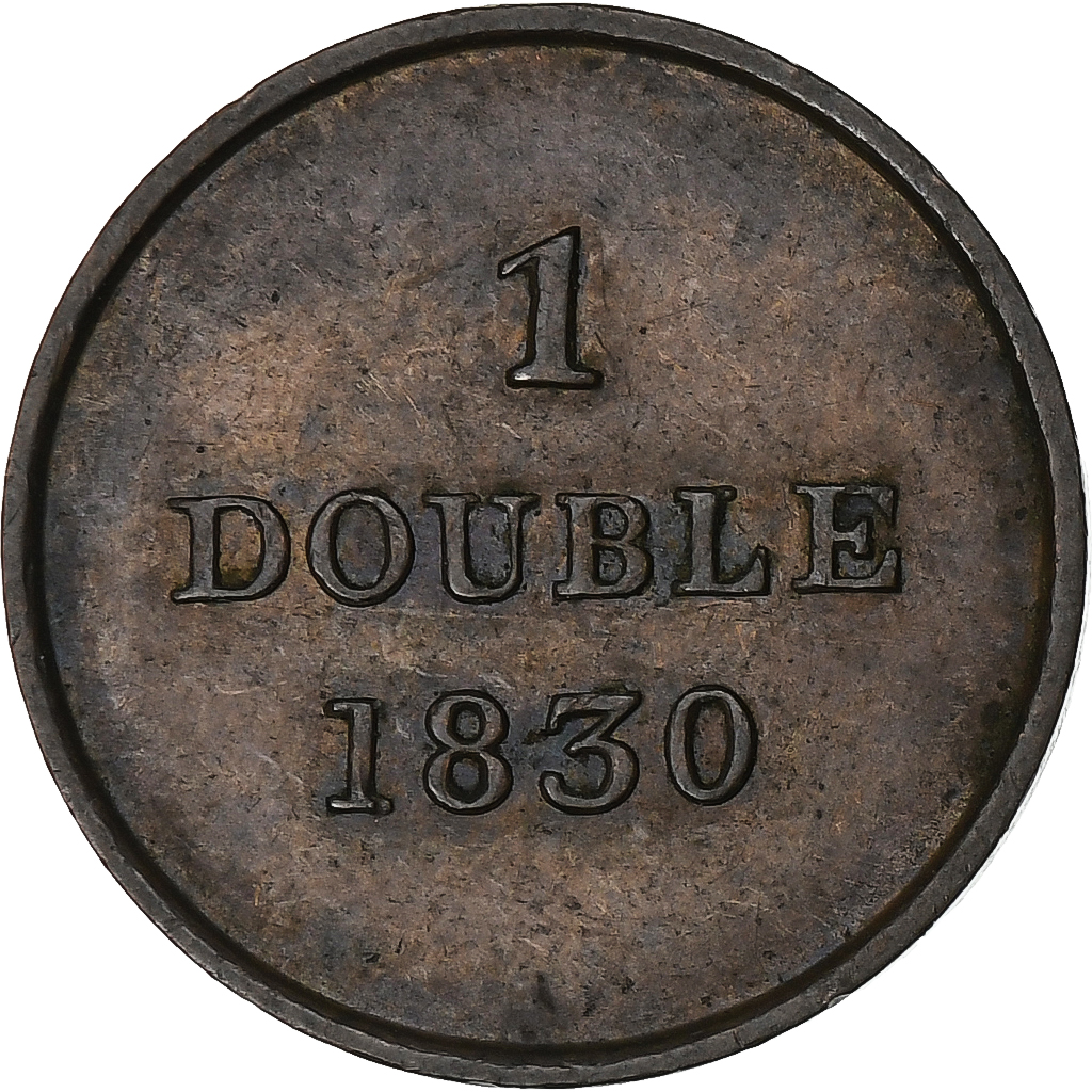 Guernsey, Double, 1830, Soho Mint, Kupfer, S, KM:1