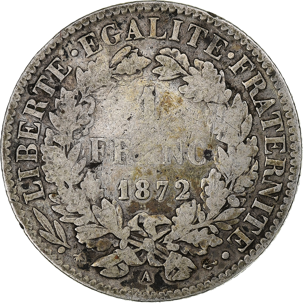 France, Franc, Cérès, 1872, Paris, Silver, , Gadoury:465a
