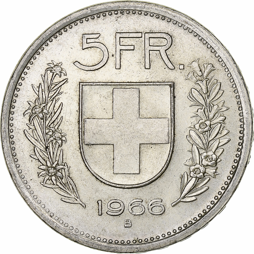 Switzerland, 5 Francs, Herdsman, 1966, Bern, Silver, , KM:40