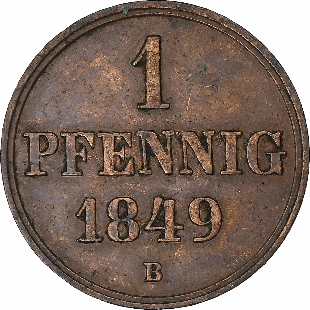 German States, HANNOVER, Ernst August, Pfennig, 1849, Copper, , KM:201