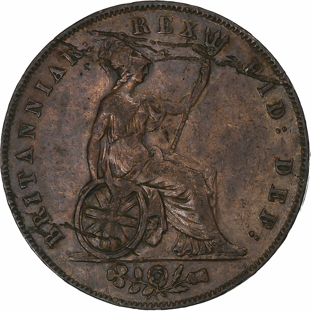 Great Britain, George IV, 1/2 Penny, 1827, London, Copper, AU(50-53), KM:692