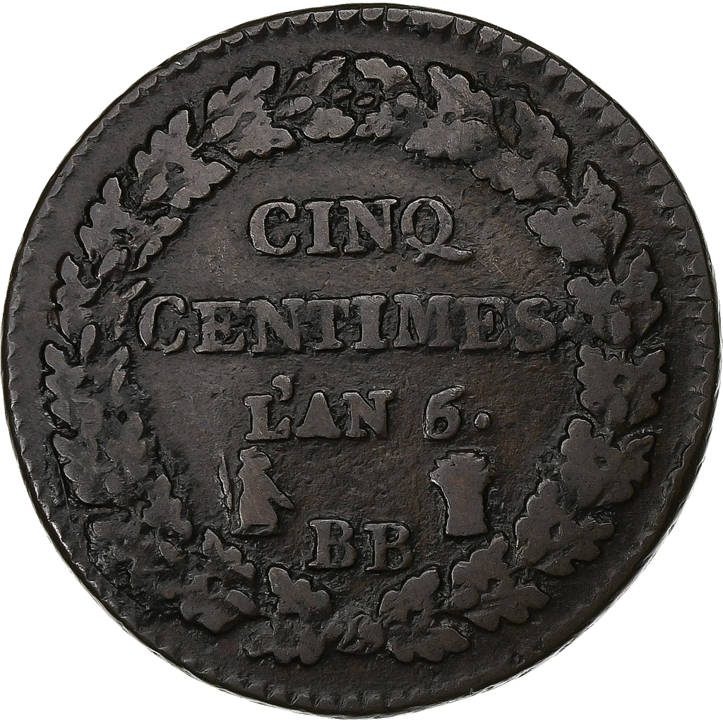 France, 5 Centimes, Dupré, An 6/5, Strasbourg, Copper, , Gadoury:126