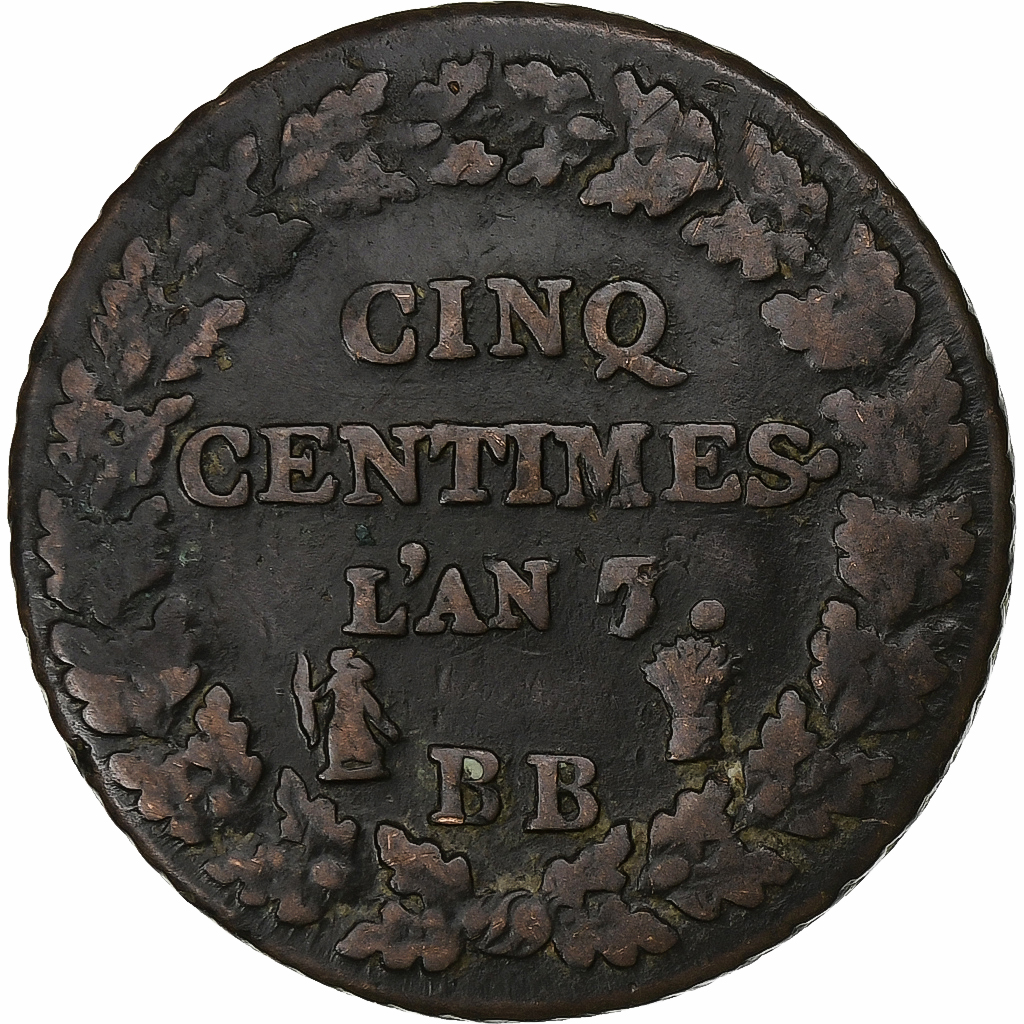 France, 5 Centimes, Dupré, AN 7/5, Strasbourg, Copper, , Gadoury:126