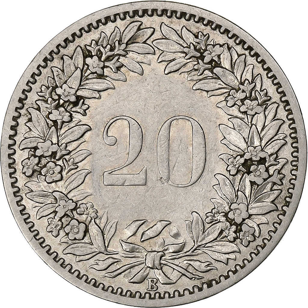 Switzerland, 20 Rappen, Libertas, 1885, Bern, Nickel, , KM:29