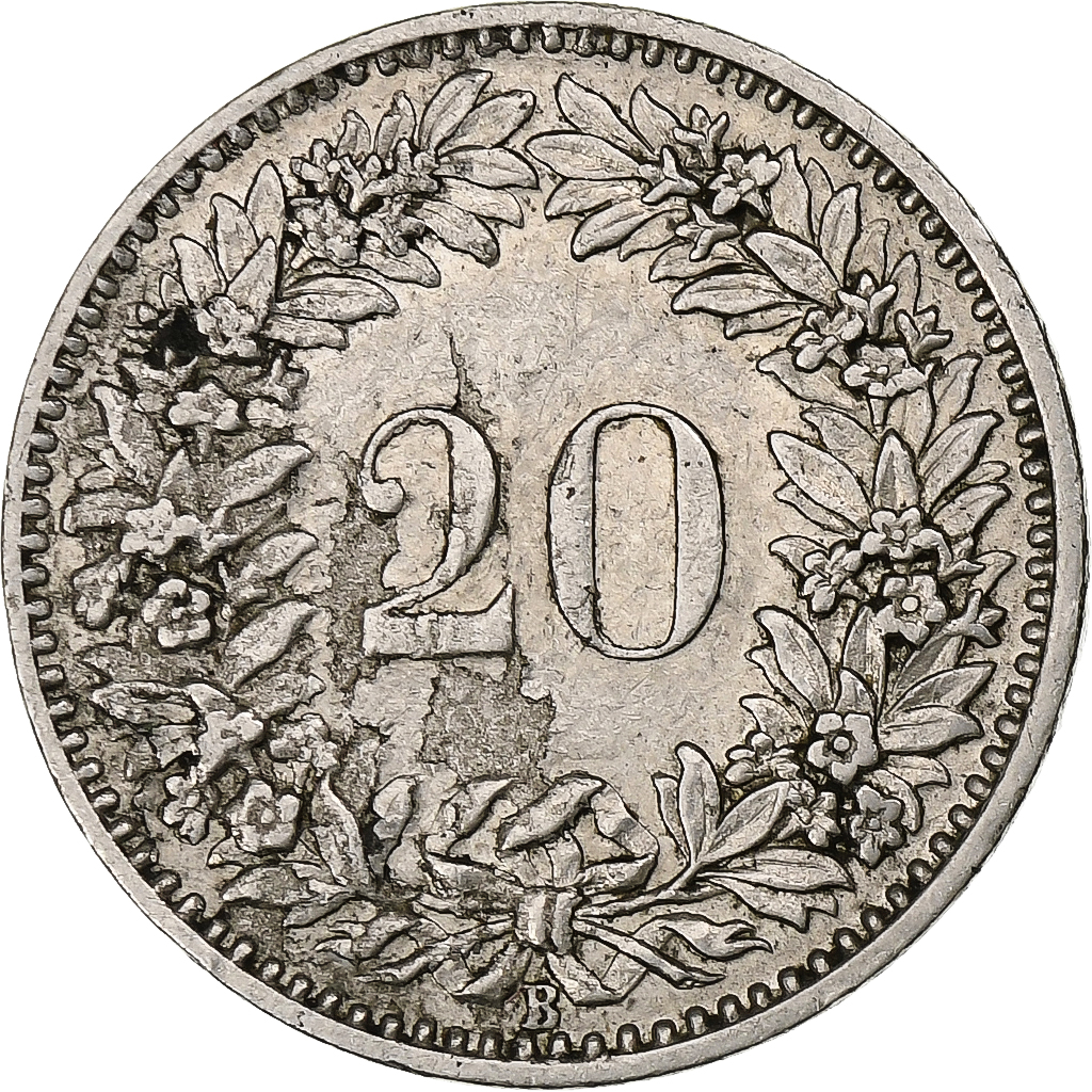 Switzerland, 20 Rappen, Libertas, 1909, Bern, Nickel, , KM:29