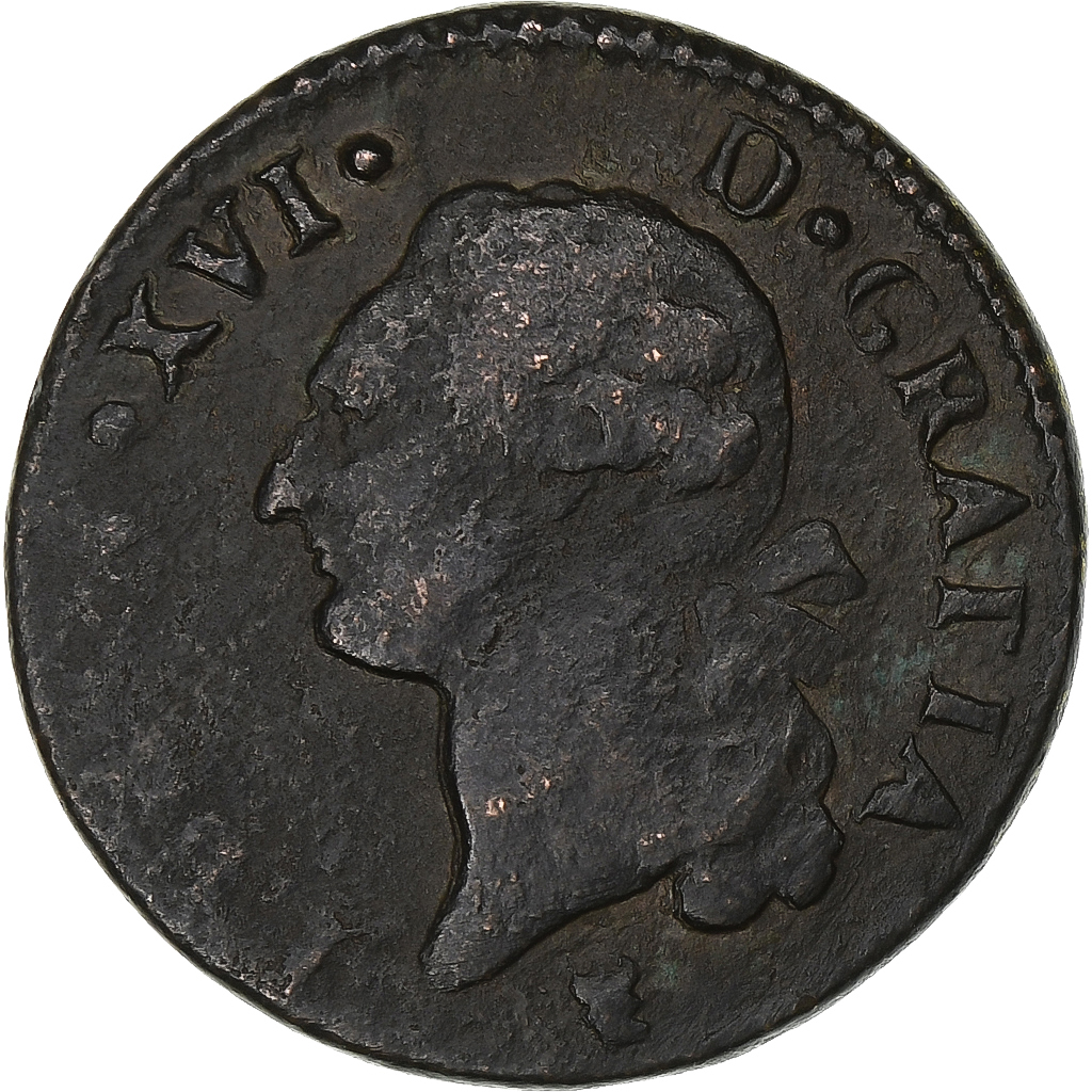 France, Louis XVI, Sol, 1784, Limoges, Copper, , Gadoury:350