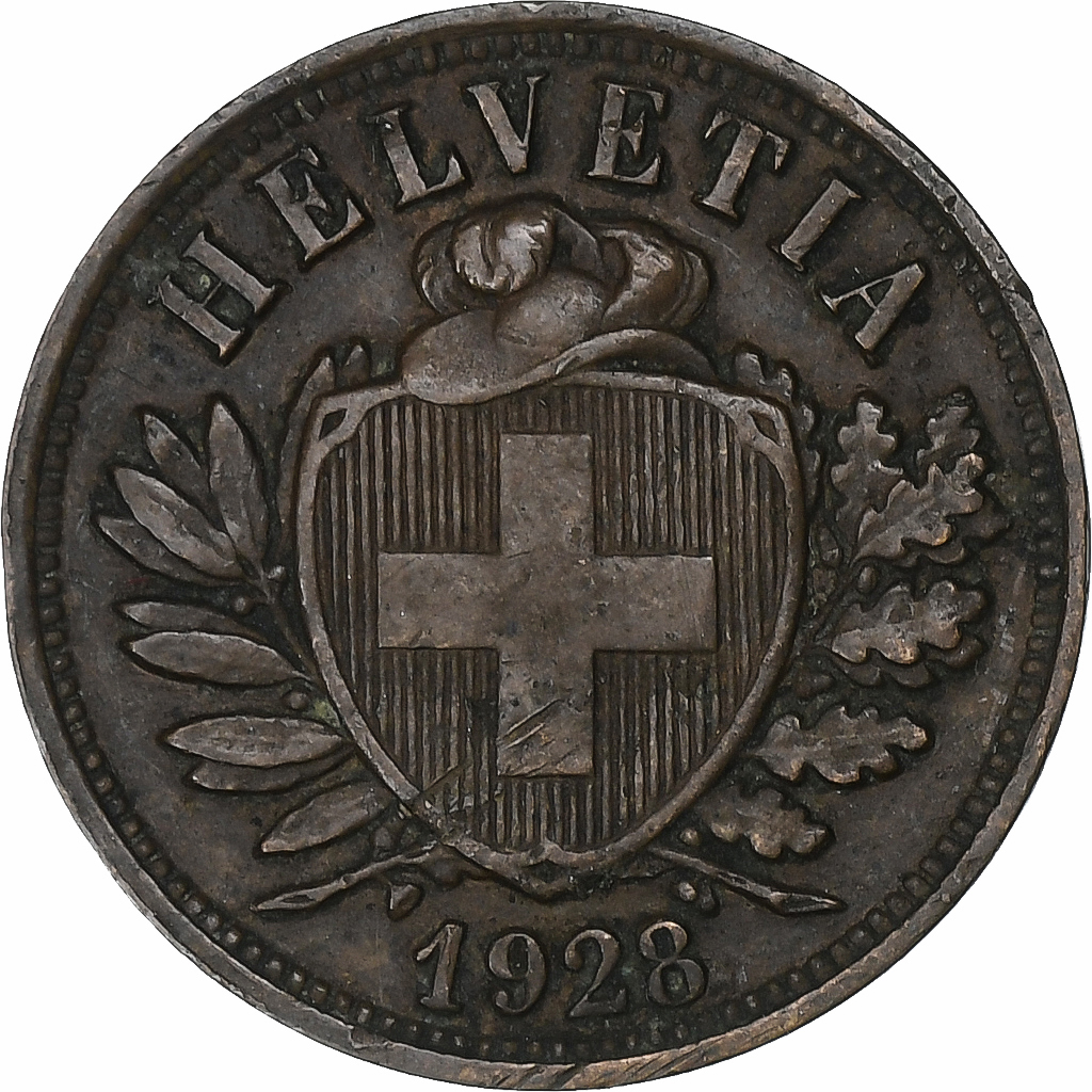 Switzerland, 2 Rappen, 1928, Bern, Bronze, , KM:4
