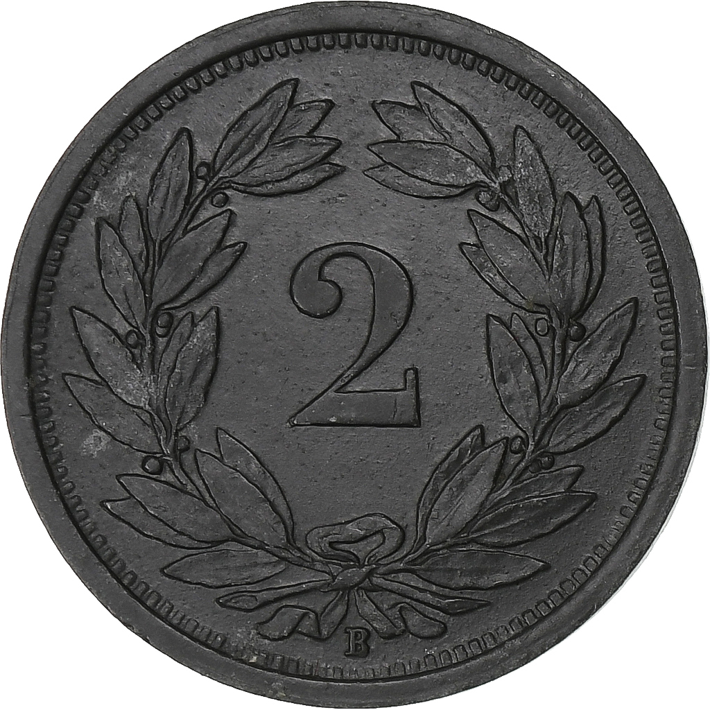 Switzerland, 2 Rappen, 1944, Bern, Zinc, , KM:4.2b