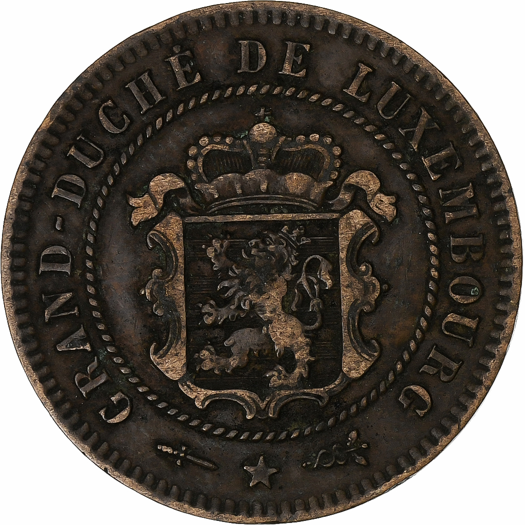 Luxembourg, William III, 5 Centimes, 1854, Brussels, Bronze, , KM:22